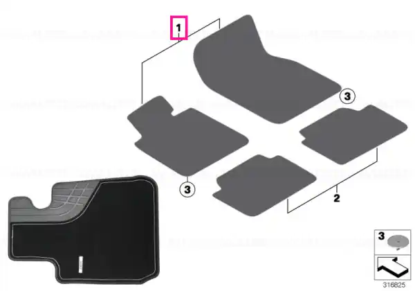 Livrare rapidă Floor mats, textile, front RHD LUXURY - BMW