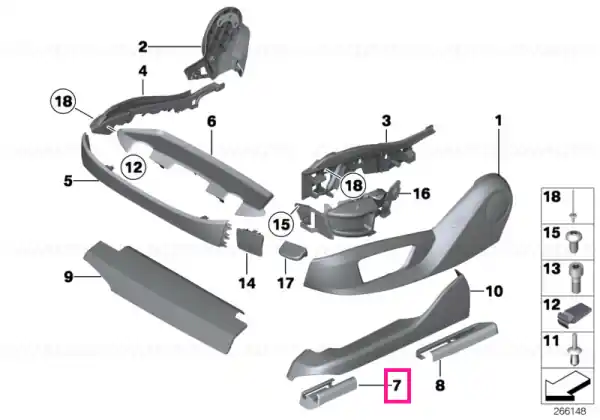Ornament șină scaun față stânga NEGRU SCHWARZ - BMW Reducere