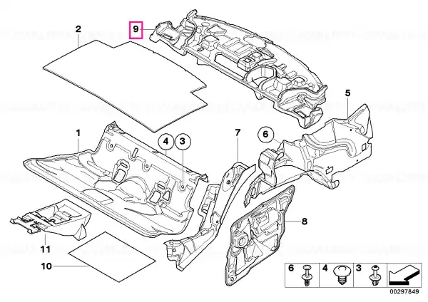 Sound insulating front trunk panel - BMW Expediere rapidă