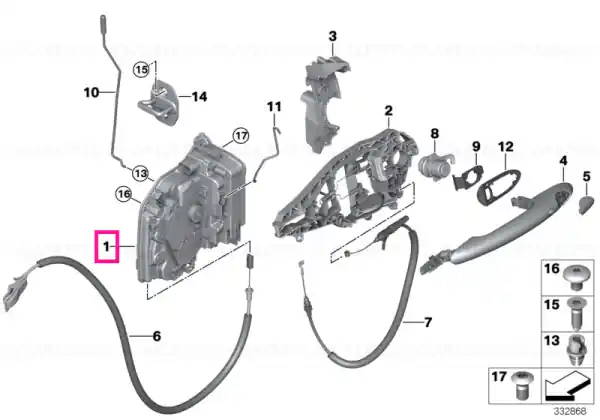 Livrare rapidă System latch, right - BMW