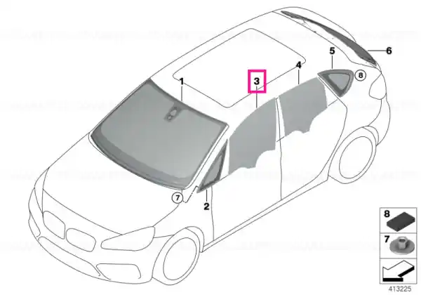 Nu rata Door window, front right - BMW