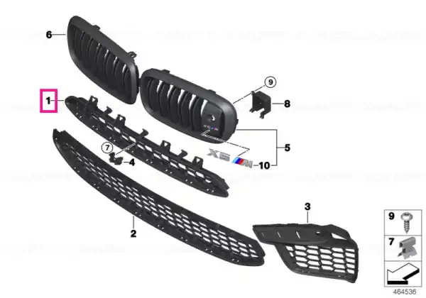 Mai ieftin Grille, middle top, open - BMW
