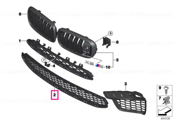 Grille, middle bottom, open - BMW Popular