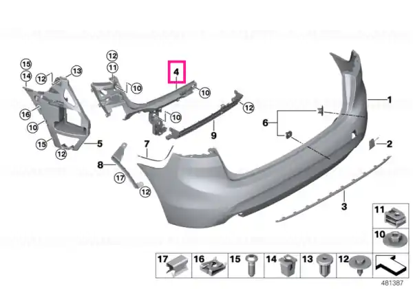 Guide, bumper, side inner right - BMW Doar azi