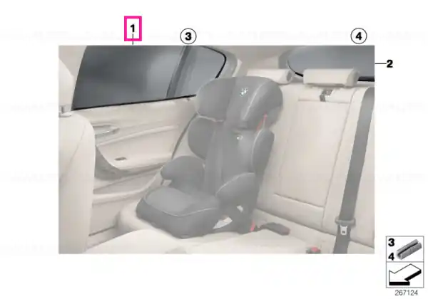 Preț mic Sun visor, side window, single-section SCHWARZ - BMW