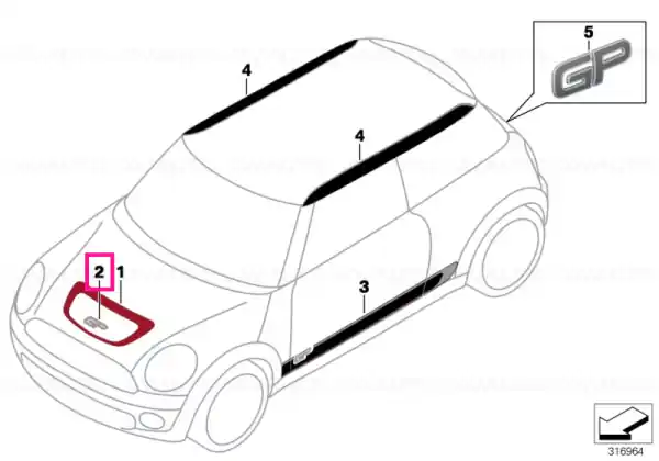 Adhesive film, hood, inner GP2 - BMW - Mini Disponibil imediat