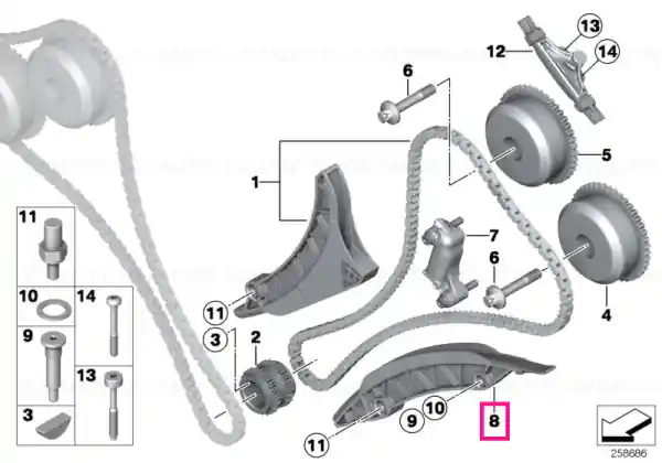 Retur ușor Guide rail ZYL. 5-8 - BMW