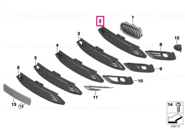 Grille, bumper, middle, closed PDC - BMW Ofertă de sezon