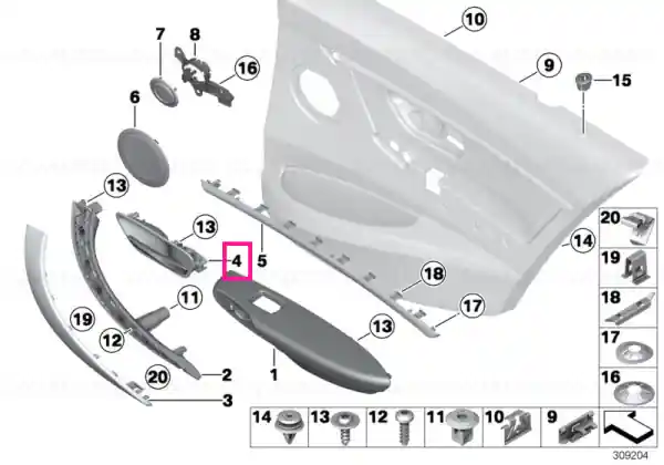 Door handle, inside left OYSTER - BMW Transport gratuit