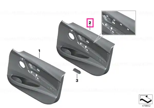 Ultima șansă Panou trim ușă țesătură/piele OYSTER/SCHWARZ - BMW