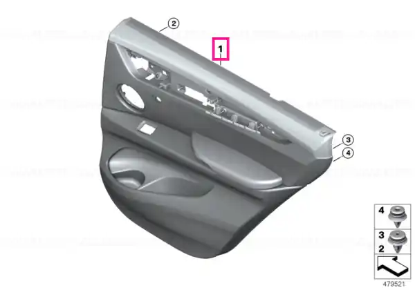 Door lining leather rear right MOKKA - BMW Reducere de preț