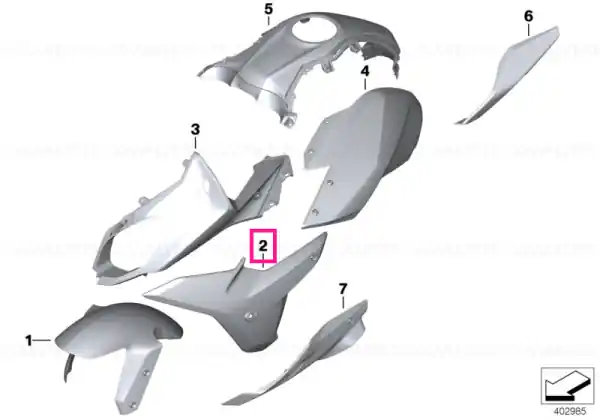 Fairing side section, right GRANIT-GREY - BMW Motorrad Preț redus